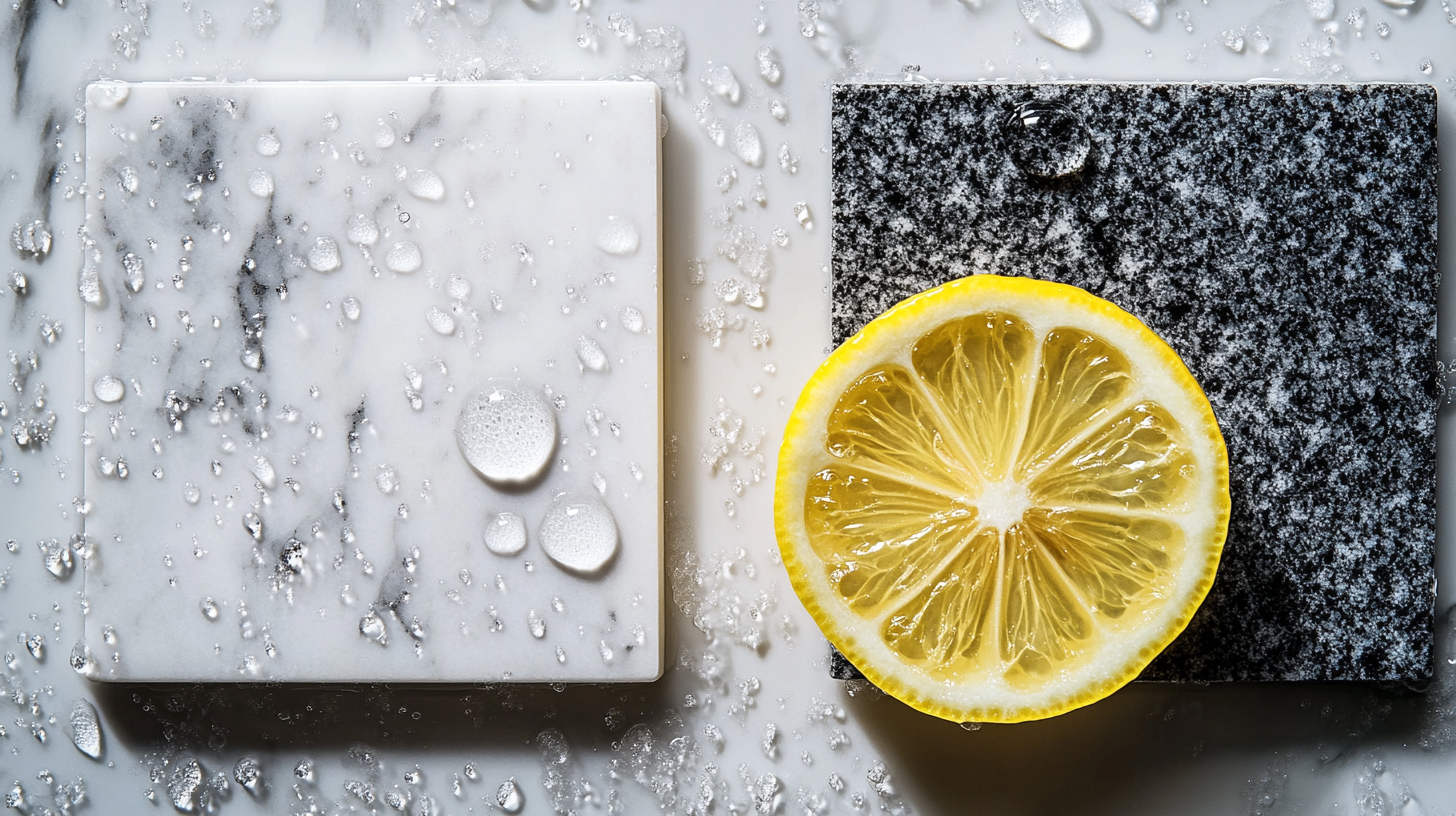 water droplet absorption on marble versus granite countertop sample how to know what countertop is made of